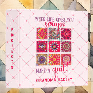 Pink Patchwork Quilt Personalized Project Binder