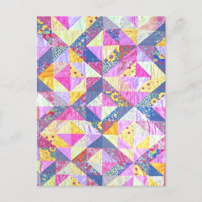 Pink Patchwork Quilt Postcard (Front)