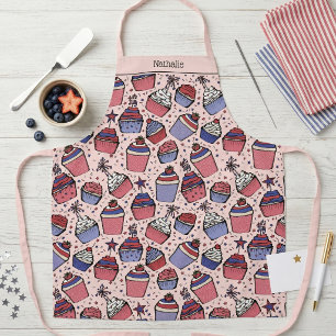 Pink Patriotic 4th of July Cupcakes Personalized Apron