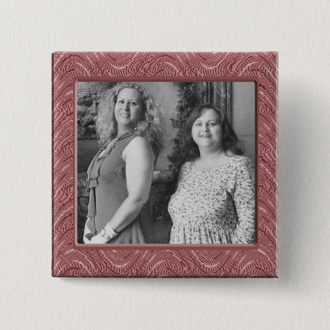 pink pattern 2 inch square button (Front)