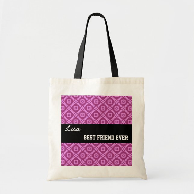 Pink Pattern Best Friend Ever Custom Name V030 Tote Bag (Front)