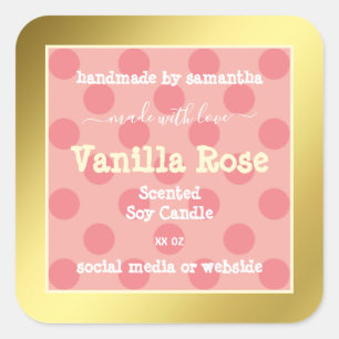 Pink Pattern Gold Frame Product Packaging Labels