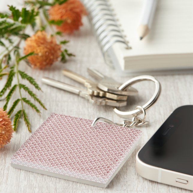 Pink Pattern Keychain Minimalist Aesthetic Key Rin (Front Right)