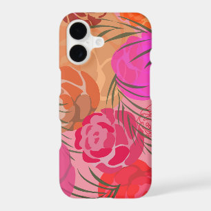 Pink pattern with flowers and plants