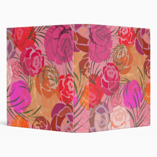 Pink pattern with flowers and plants binder
