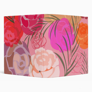 Pink pattern with flowers and plants  binder