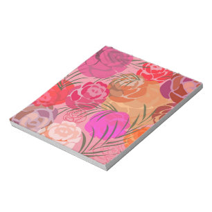 Pink pattern with flowers and plants notepad