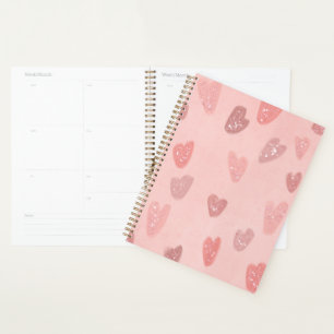 Pink Patterned Cute Hearts Planner