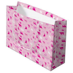 Pink Patterned Longhorns Pattern Large Gift Bag