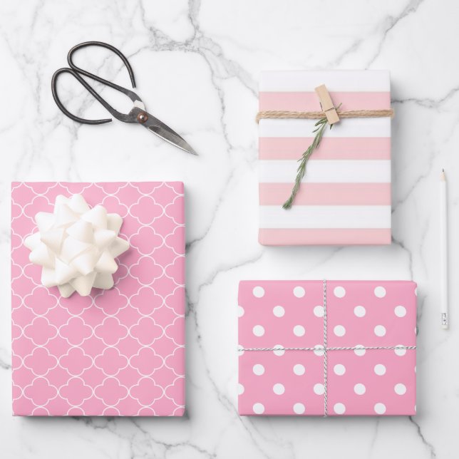 Pink Patterned Wrapping Paper Sheet (Front)