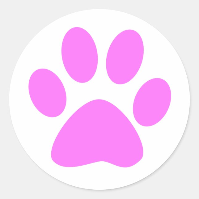 Pink Paw Classic Round Sticker (Front)