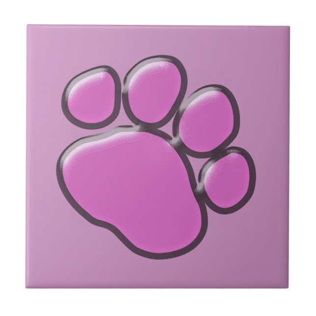 Pink Paw, Dog Paw, Animal Paw, Paw Print Tile (Front)
