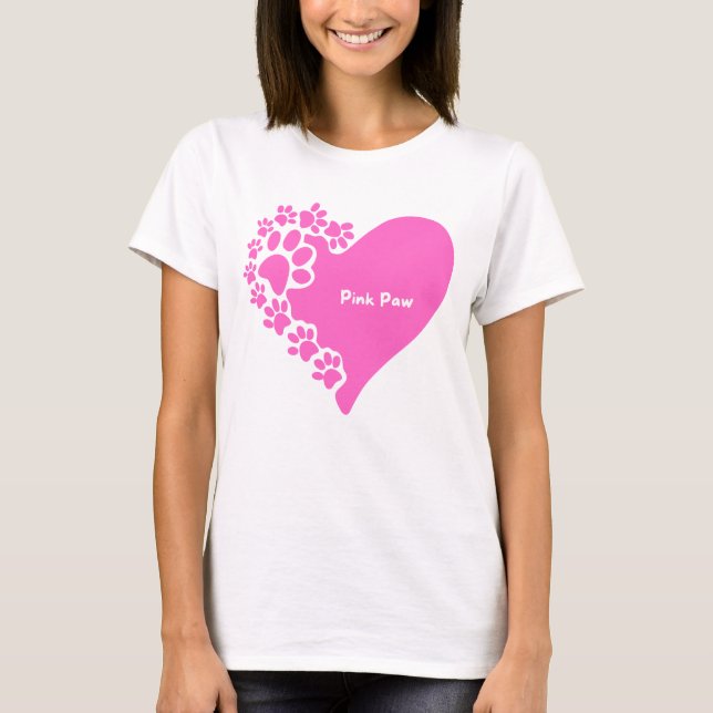 Pink paw paws heart t-shirt for cat lover women (Devant)