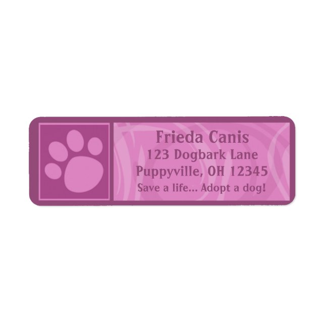Pink Paw Print Address Labels (Front)