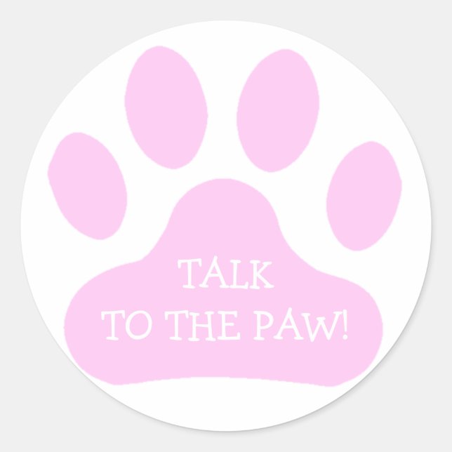 Pink Paw Print Classic Round Sticker (Front)