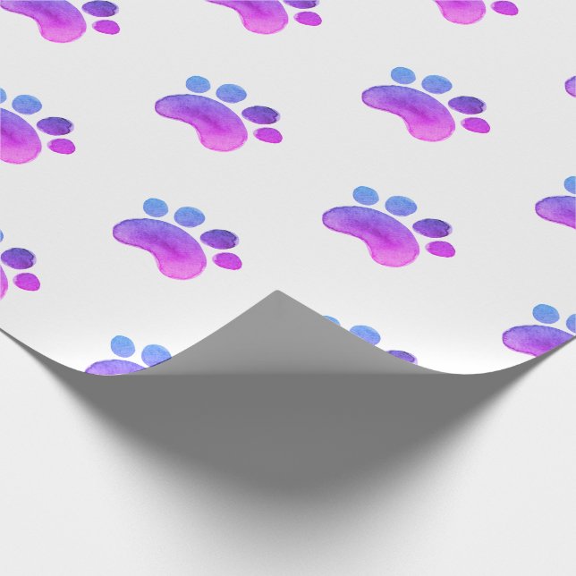 Pink Paw Prints Cat Dog  Animal Footprint Wrapping Paper (Corner)