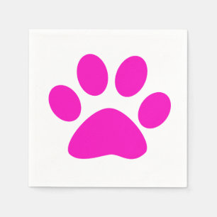 Pink Paw Prints Cute Girly Colourful Holiday White Napkin
