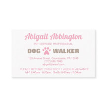 Pink Paw Prints Dog Walker Business Card