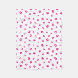 Pink Paw Prints Pattern Fleece Blanket