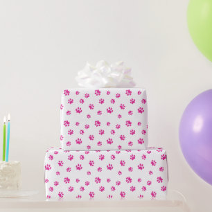 Pink Paw Prints Pattern Wrapping Paper