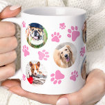 Pink Pawprint 8 Pet Dog Photo Collage Coffee Mug<br><div class="desc">Showcase your favourite canine friend with this personalized Pink Pawprint 8 Pet Dog Photo Collage mug. This charming mug features a Back paw print design and space for eight cherished photos of your pup. Perfect for dog lovers, this mug makes a thoughtful gift for birthdays, holidays, or just because. Sip...</div>