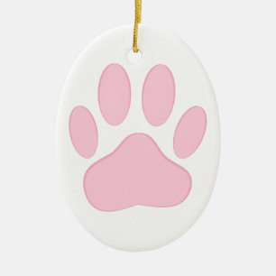 Pink Pawprint Ceramic Ornament