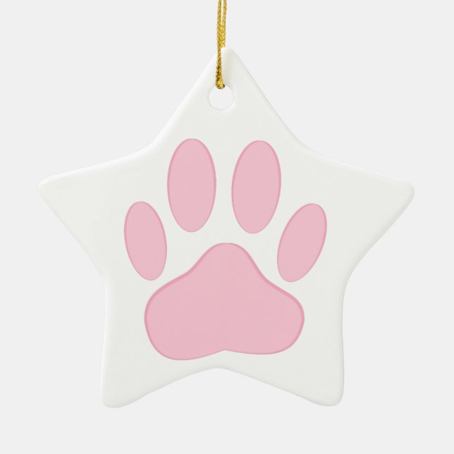 Pink Pawprint Ceramic Ornament (Front)