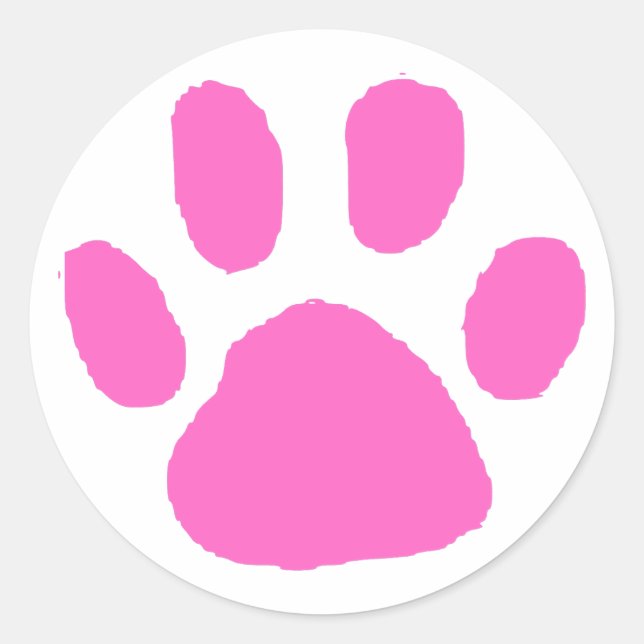 Pink Pawprint Design Classic Round Sticker (Front)
