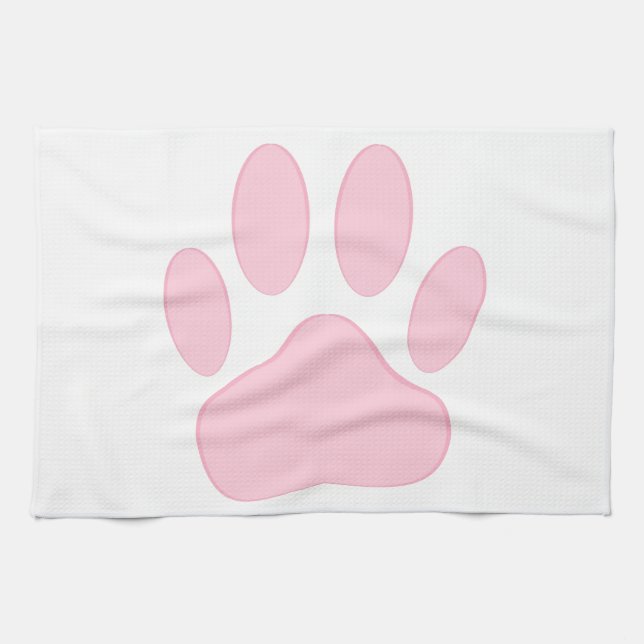Pink Pawprint Kitchen Towel (Horizontal)