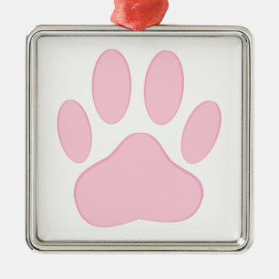 Pink Pawprint Metal Ornament