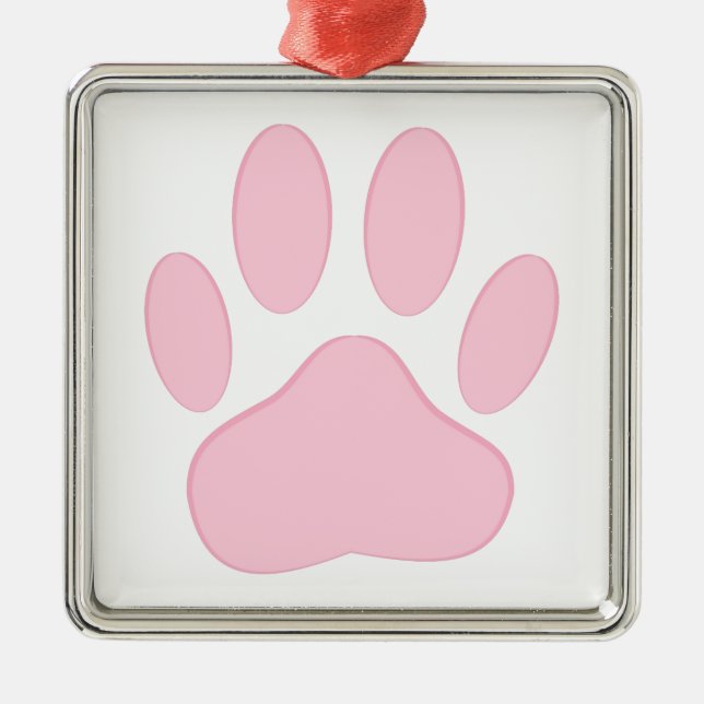Pink Pawprint Metal Ornament (Front)