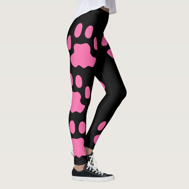 Pink Paws Black Leggings (Right)
