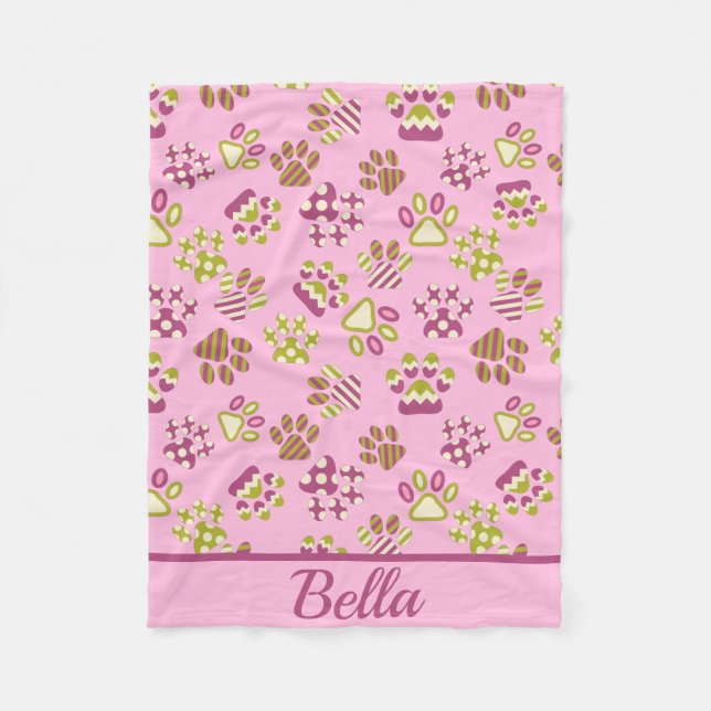 Pink Paws Pet Fleece Blanket (Front)