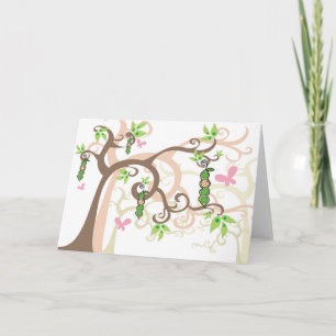 Pink Pea In A Pod Garden Girl Baby Shower Card