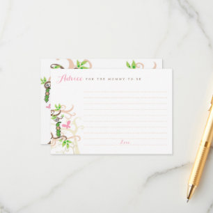 Pink Pea In A Pod Garden Girl Baby Shower Mommy Advice Card