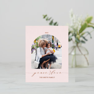Pink   Peace and Love Christmas Photo Foil Holiday