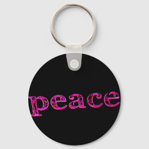 pink peace black keychain