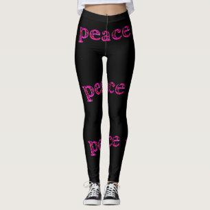 pink peace black leggings