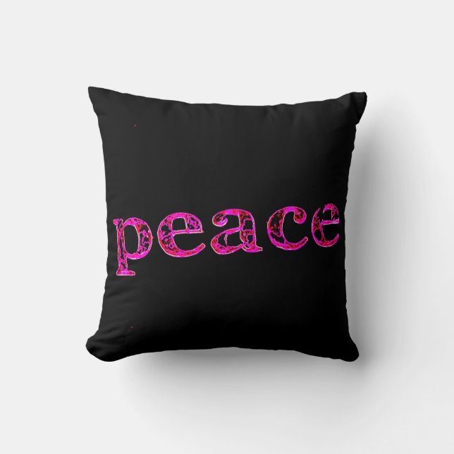 pink peace black throw pillow (Front)