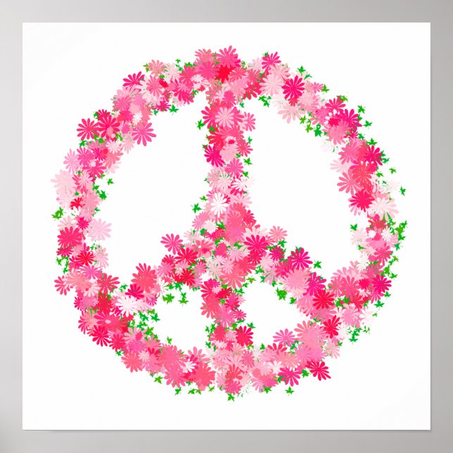 Pink Peace Flowers Poster (Front)
