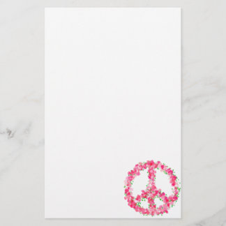 Pink Peace Flowers Stationery