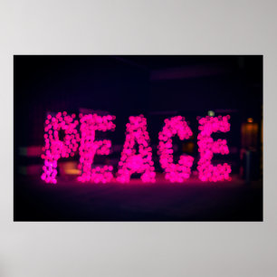 PINK "PEACE" NEON LIGHT SIGN