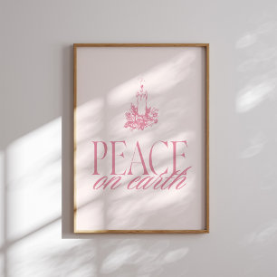 Pink Peace on Earth Bougie de Noël Poster