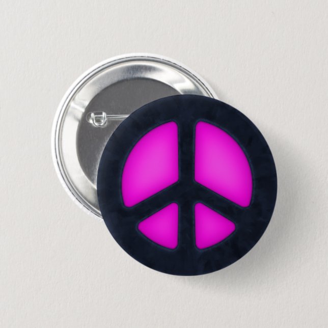 Pink Peace Sign 2 Inch Round Button (Front & Back)