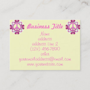 Pink Peace Sign and Hearts Business Cards