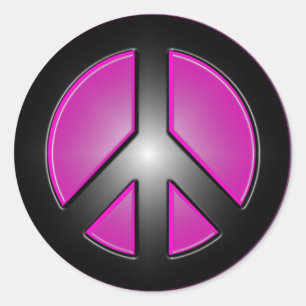 Pink Peace sign Classic Round Sticker