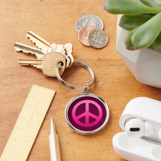 Pink Peace Sign Keychain (Desk)