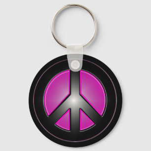 pink peace sign keychain