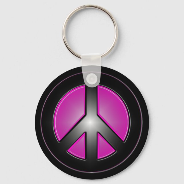 pink peace sign keychain (Front)