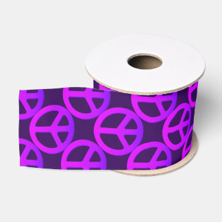Pink Peace Sign Ribbon Grosgrain Ribbon